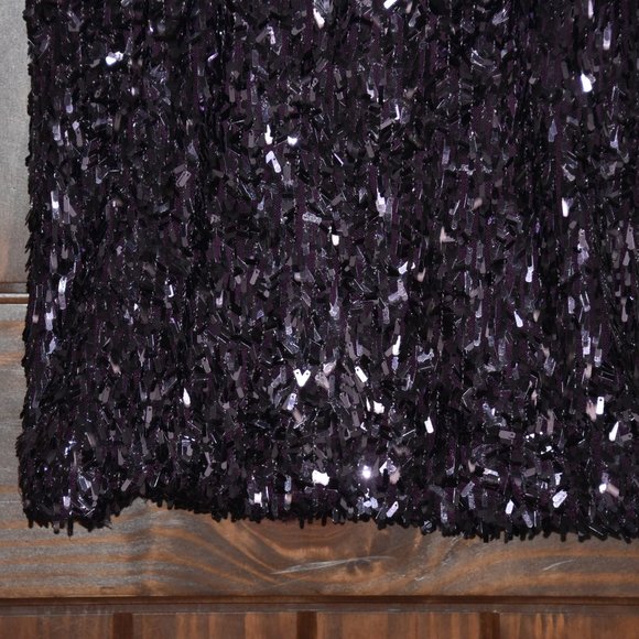 Deep Purple cocktail midi DRESS sequin embellished Suzi Chin S M 6 ERAS TOUR - Picture 7 of 13